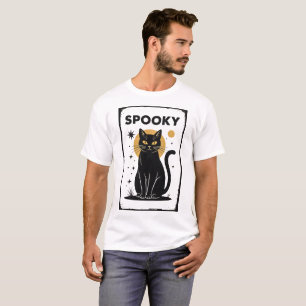 Minimalist Black Cat Retro Line Art   T-Shirt