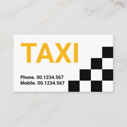 Minimalist Black Check Box Yellow Taxi Driver Business Card
