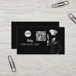 Minimalist Black Chef Uniform Photo QR Code Business Card