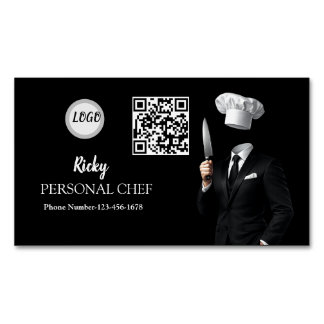 Minimalist Black Chef Uniform Photo QR Code  Business Card Magnet