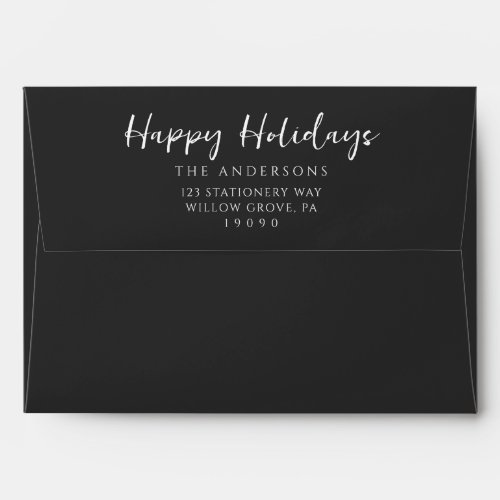 Minimalist Black Christmas Calligraphy Modern  Envelope