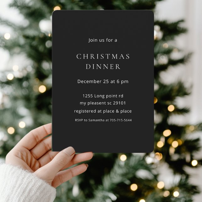Minimalist Black Christmas Dinner  Invitation (Creator Uploaded)