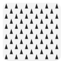 Minimalist black Christmas tree pattern on white
