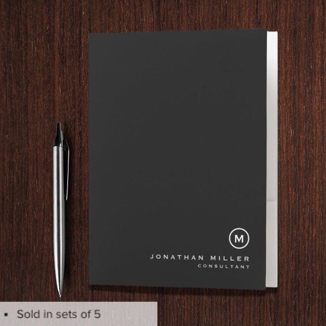 Minimalist Black Classic Monogram Pocket Folder (Creator Uploaded)