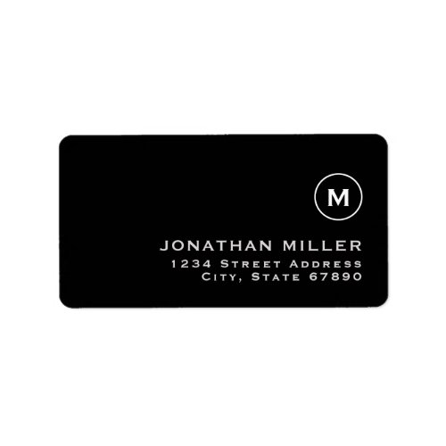 Minimalist Black Classic Monogram Return Address Label