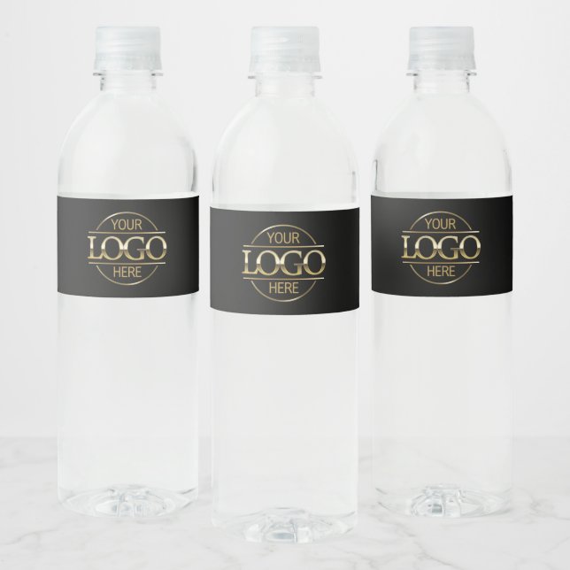 Minimalist Black Company Business Logo Branded Water Bottle Label (Bottles)