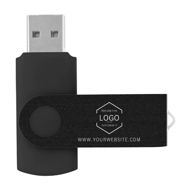 Minimalist Black Company Business Logo USB Flash Drive (Opened)
