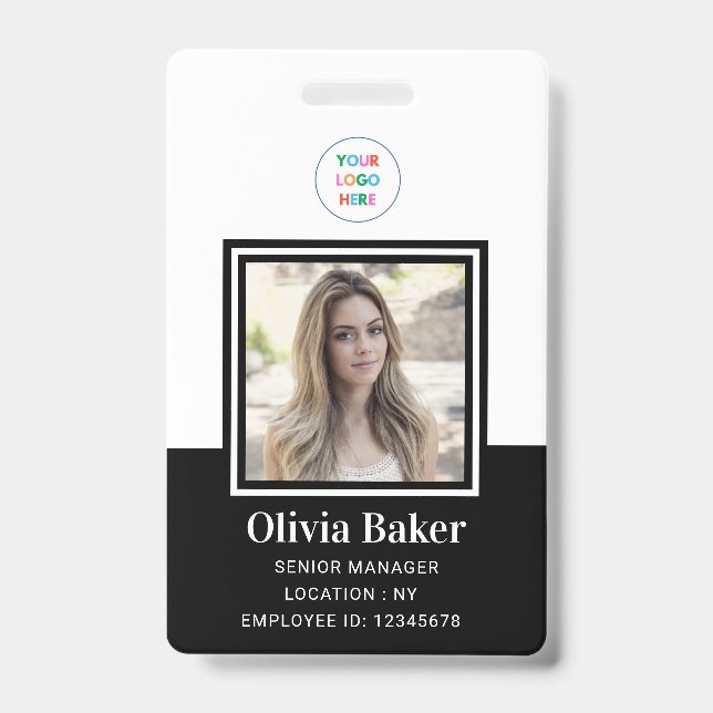 Minimalist Black Company Logo Employee Security Badge (Front)