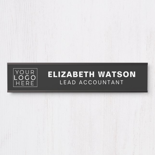 Minimalist Black Company Logo Name Plate For Door (Front)