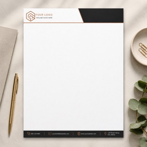 Minimalist Black Copper Corporate Branding Letterhead