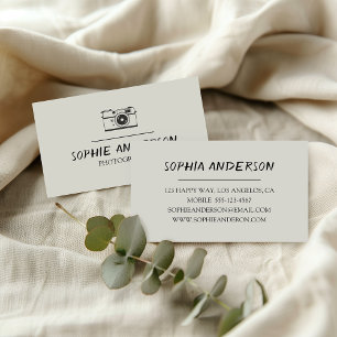 Minimalist Black & Creamy Photographer Business Card