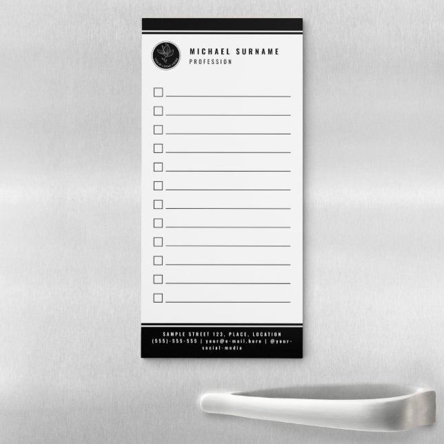 Minimalist Black Custom Logo And Text To Do List Magnetic Notepad (In Situ)