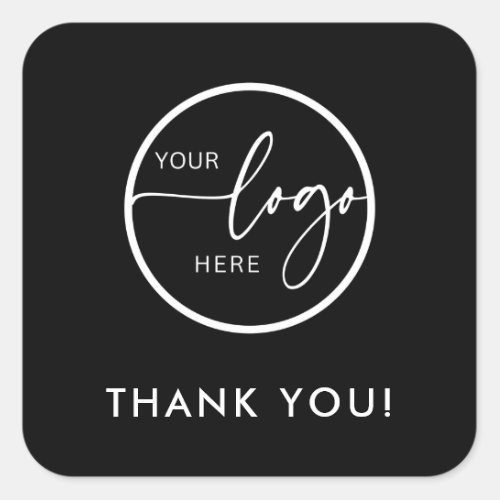 Minimalist Black Custom Logo Business Thank You Square Sticker