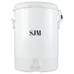 Minimalist black Custom monogram initials name Beverage Cooler