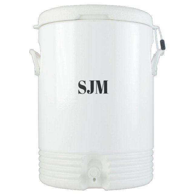 Minimalist black Custom monogram initials name Beverage Cooler (Front)