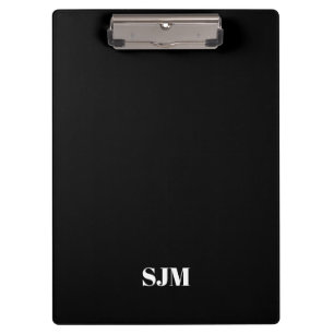 Minimalist black Custom monogram initials name Clipboard