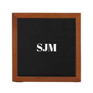 Minimalist black Custom monogram initials name Desk Organizer