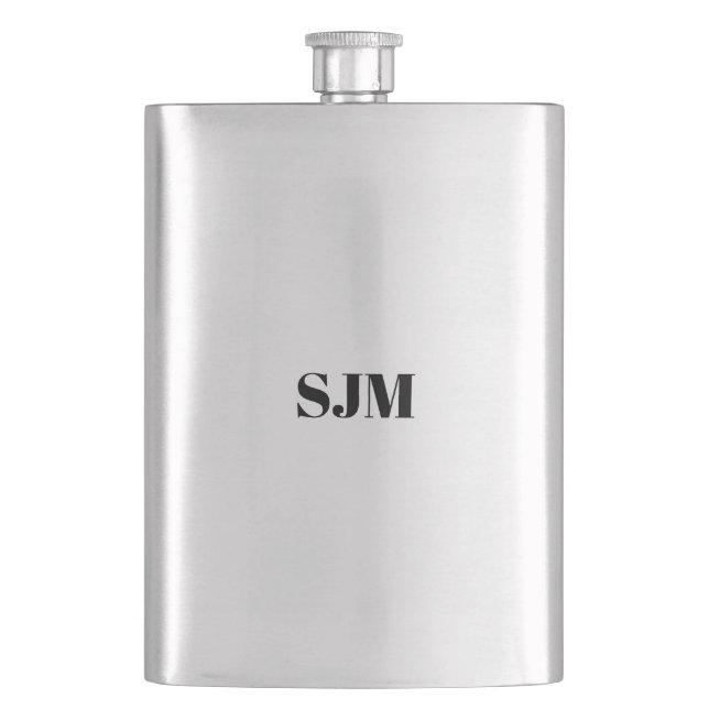 Minimalist black Custom monogram initials name Flask (Front)