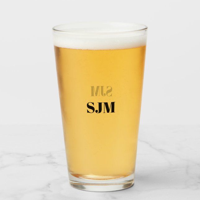 Minimalist black Custom monogram initials name Glass (Front Filled)