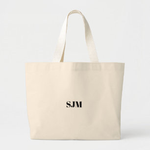 Minimalist black Custom monogram initials name Large Tote Bag