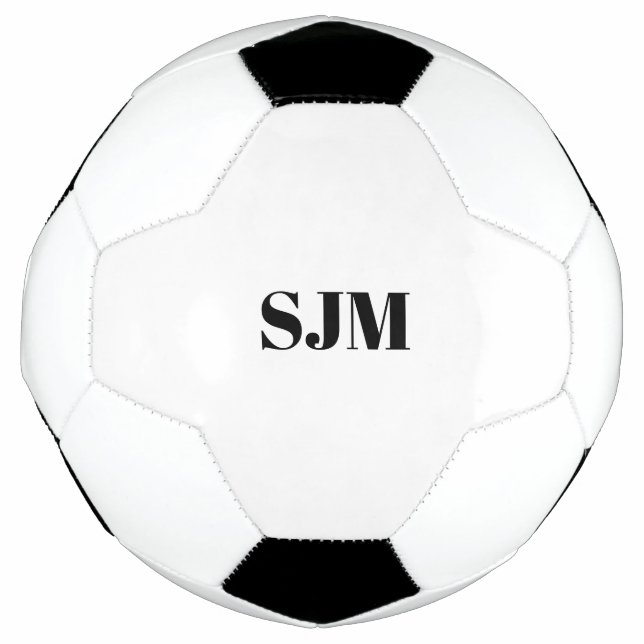 Minimalist black Custom monogram initials name Soccer Ball (Front)