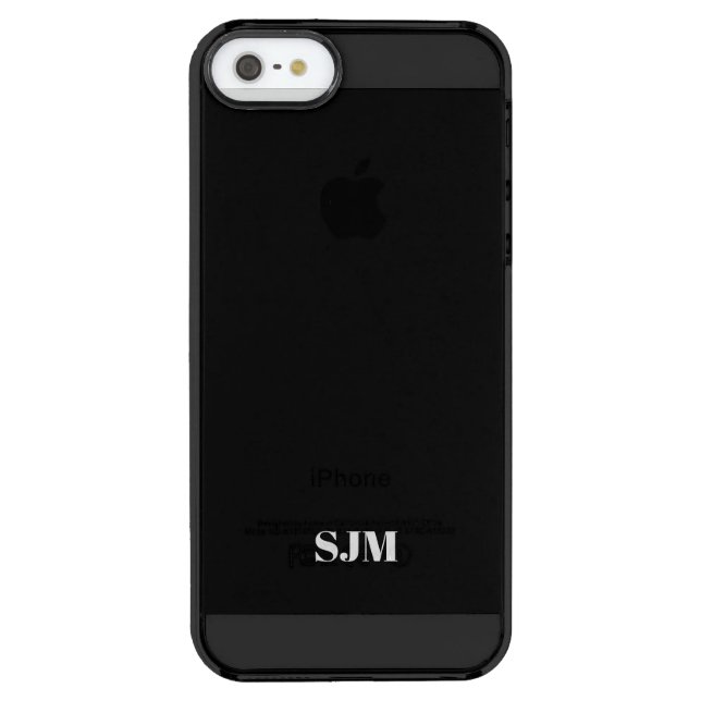 Minimalist black Custom monogram initials name Uncommon iPhone Case (Back)