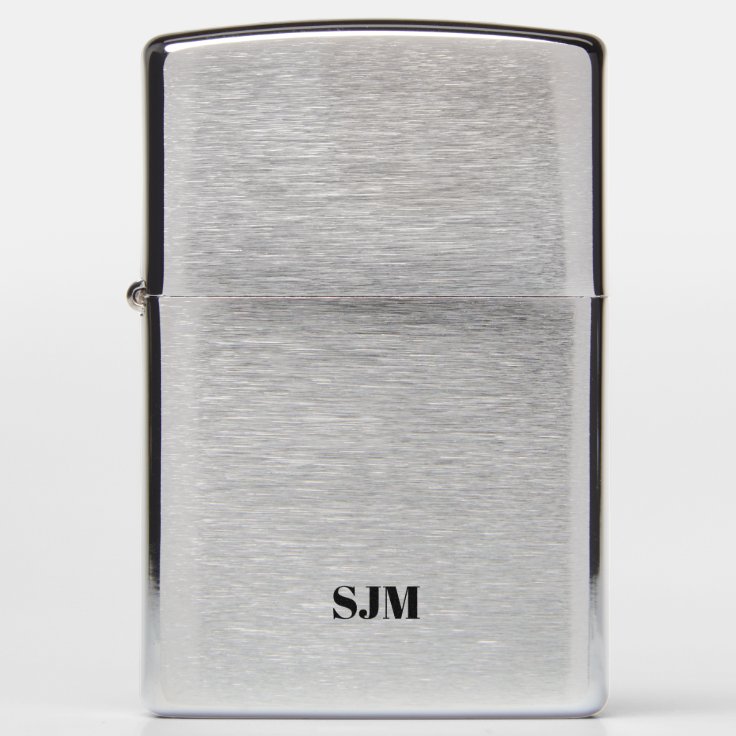 Minimalist black Custom monogram initials name Zippo Lighter | Zazzle