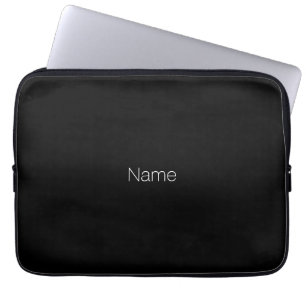 Minimalist black custom name monogram elegant laptop sleeve