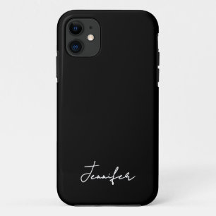 Minimalist Black Custom Name Signature Script  iPhone 11 Case
