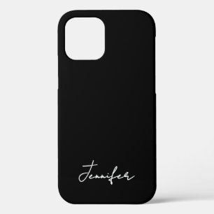 Minimalist Black Custom Name Signature Script  iPhone 12 Case