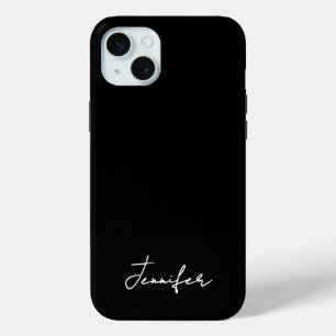 Minimalist Black Custom Name Signature Script  iPhone 15 Plus Case