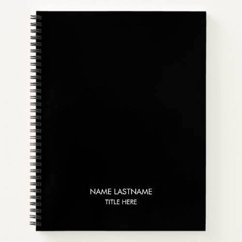 Minimalist black custom name text monogram elegant notebook