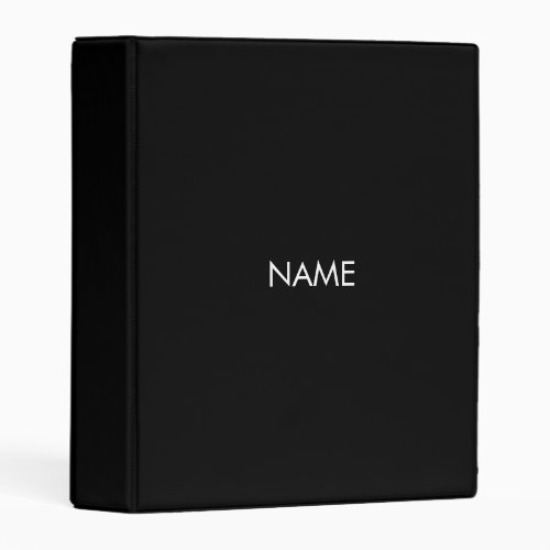 Minimalist black custom name text monogram solid mini binder