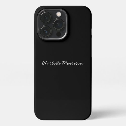 Minimalist black custom script name text monogram  iPhone 13 pro case