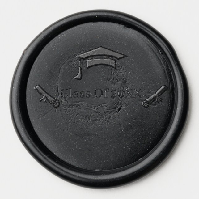 Minimalist Black Customizable Graduation Wax Seal Sticker (Front)