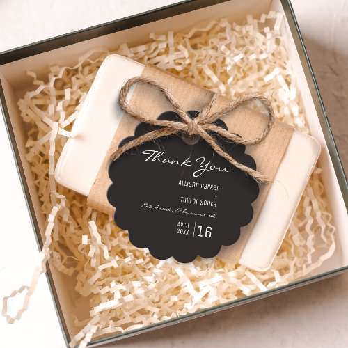 Minimalist Black Dark Aesthetic Wedding Thank You Favor Tags