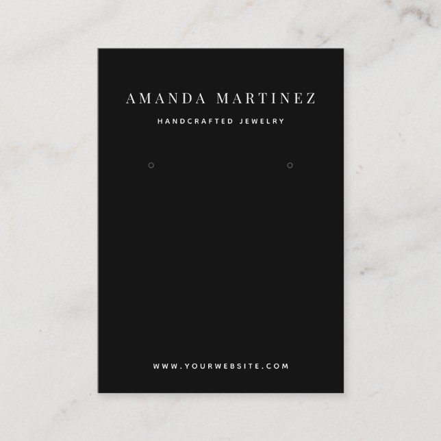 Minimalist Black Earring Display Business Card (Front)