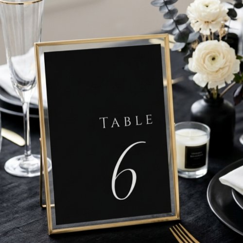 Minimalist Black Elegant Modern Wedding  Table Number
