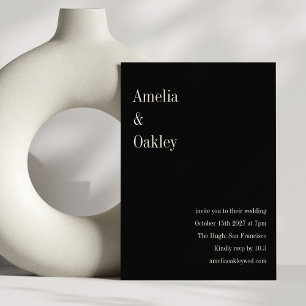 Minimalist Black Elegant Stylish Modern Wedding Invitation