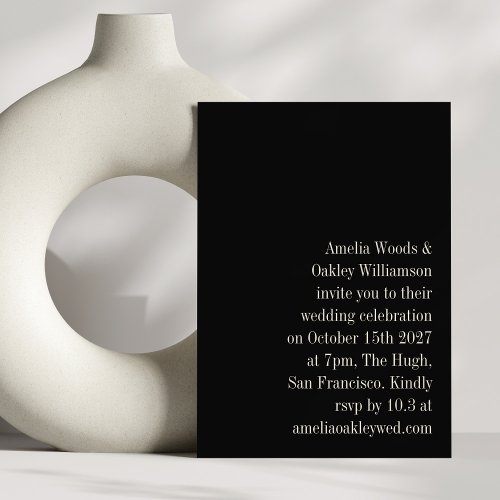 Minimalist Black Elegant Stylish Modern Wedding Invitation