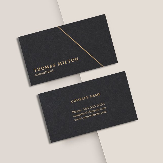 Minimalist Black Faux Gold Line Consultant Business Card (Creator Uploaded)