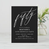 Minimalist Black Fifty 50th Birthday Party Invitation (Standing Front)