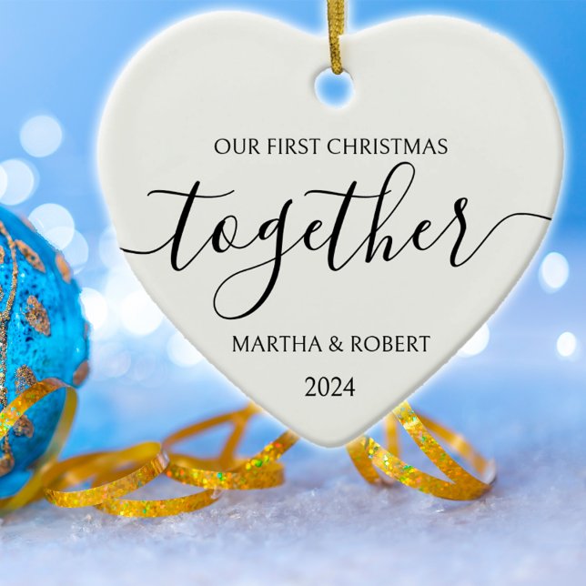 Minimalist Black First Christmas Together Ceramic Ornament (Creator Uploaded)