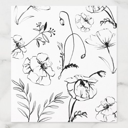 Minimalist Black Floral 30th Birthday Envelope Liner