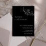 Minimalist Black Floral Line Art Wedding  Invitation