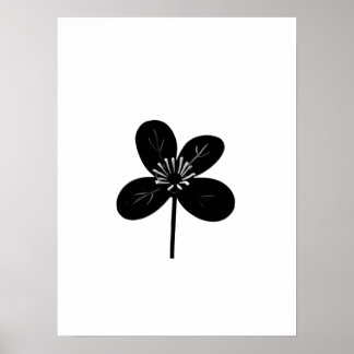 minimalist black flower poster