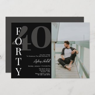 Minimalist Black FORTY 40th Birthday Party