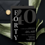 Minimalist Black FORTY 40th Birthday Party Invitation<br><div class="desc">Minimalist Black White FORTY 40th Birthday Party Invitation. Modern Elegant Calligraphy FORTY 40th Birthday Invitation Turning 40 has never looked so good 🎉 Get the party started right with our Modern Elegant Calligraphy Black and White 40th Birthday Invitation. No basic invites here, only chic sophistication! #Turning40 #BirthdayCelebration Turning FORTY deserves...</div>