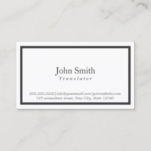 Minimalist Black Frame Translator Business Card
