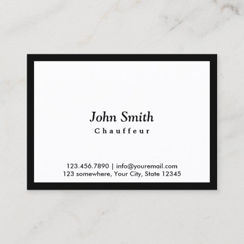 Minimalist Black Framed Elegant Chauffeur Business Card